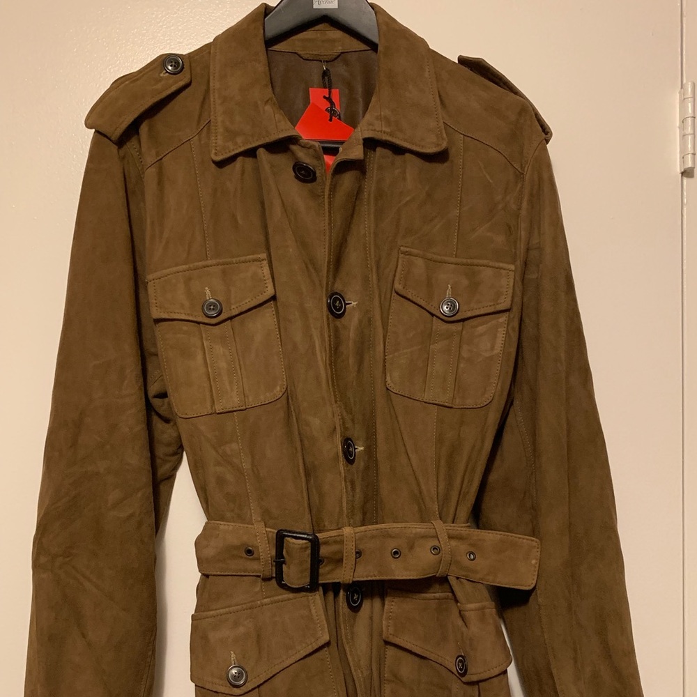 MEN'S CAROLINA HERRERA SUEDE BELTED SAFARI JACKET